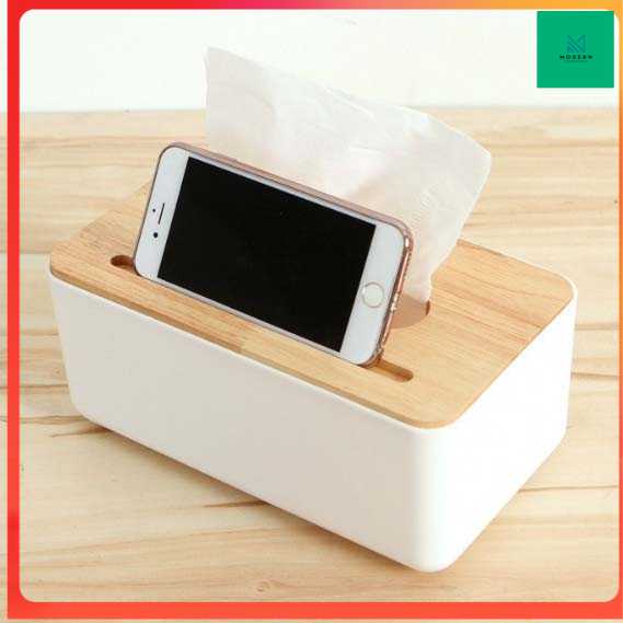 TD-DA TaffHOME Kotak Tisu Kayu Smartphone Holder and Tissue Box - ZJ005