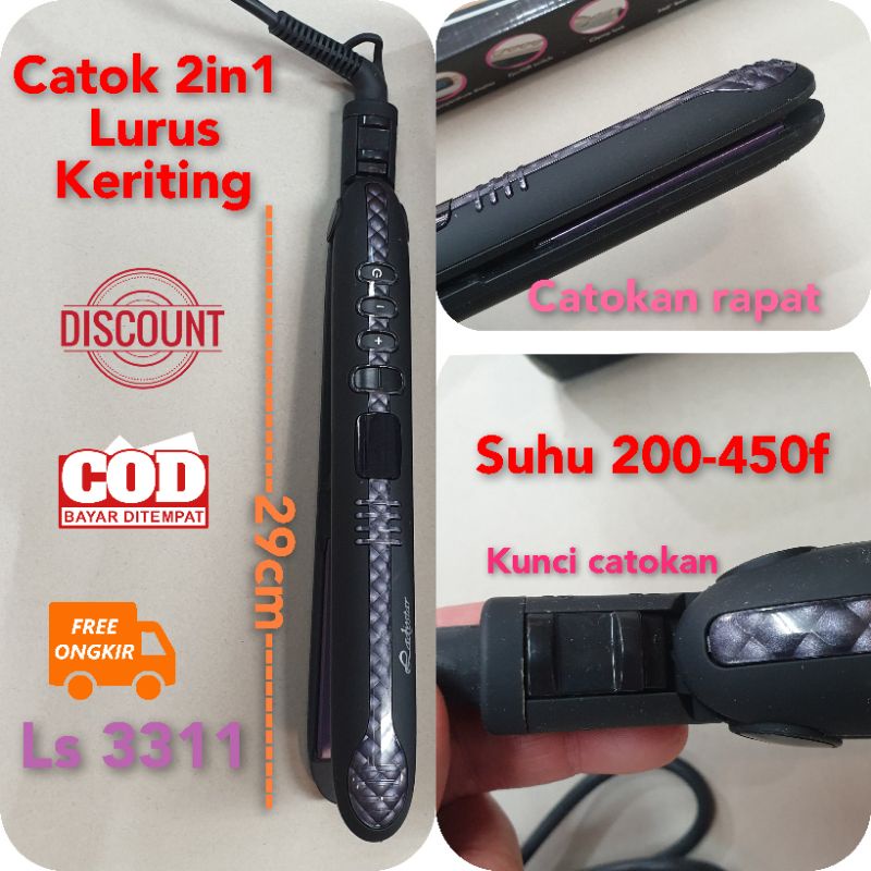 Alat Catok Rambut 2in1 Curly Keriting Lurus Terbagus Ladystar Ls 3311 Hair straightener Murah