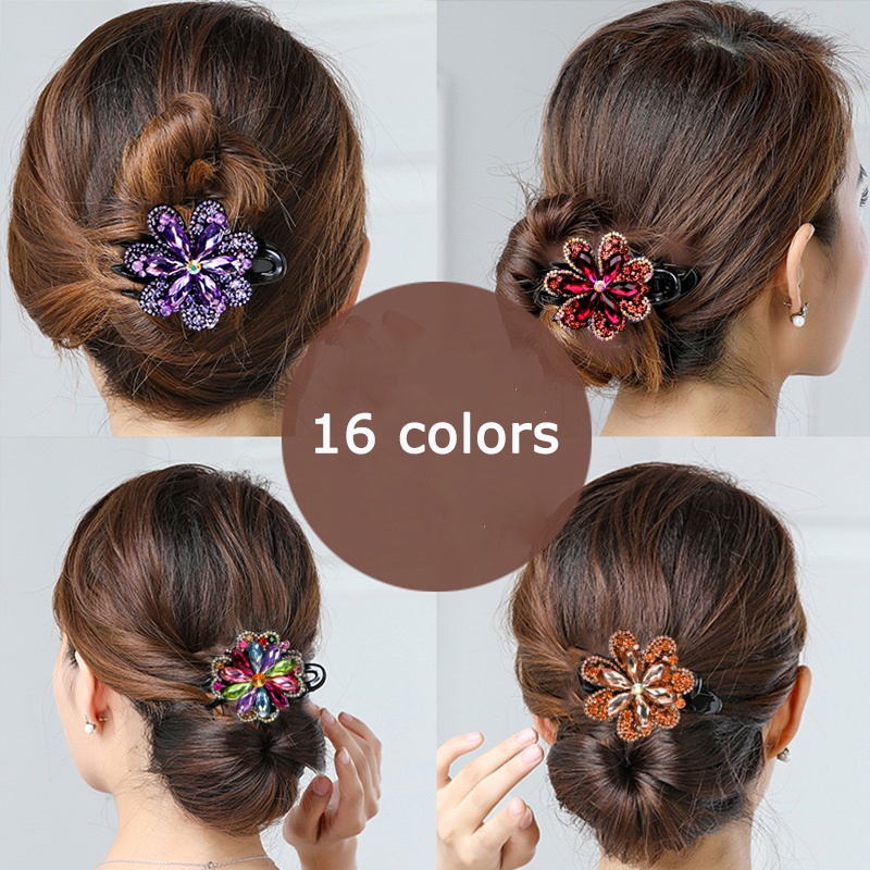 Rhinestone Hairpins Barrettes Flower Duckbill Hair Claws Retro Hair Clips For Women Ponytail Holder Hair Accessories