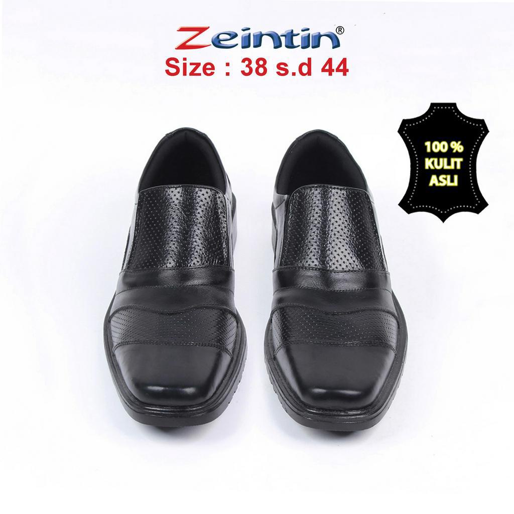 Zeintin - Sepatu Pantofel Pria Bahan Kulit Sapi Asli | Pantofel | Sepatu Pria | Sepatu Kulit Kerja | Sepatu Kuliah | Sepatu Pantofel Hitam Pria Formal Kantor Leather Zeintin AJ