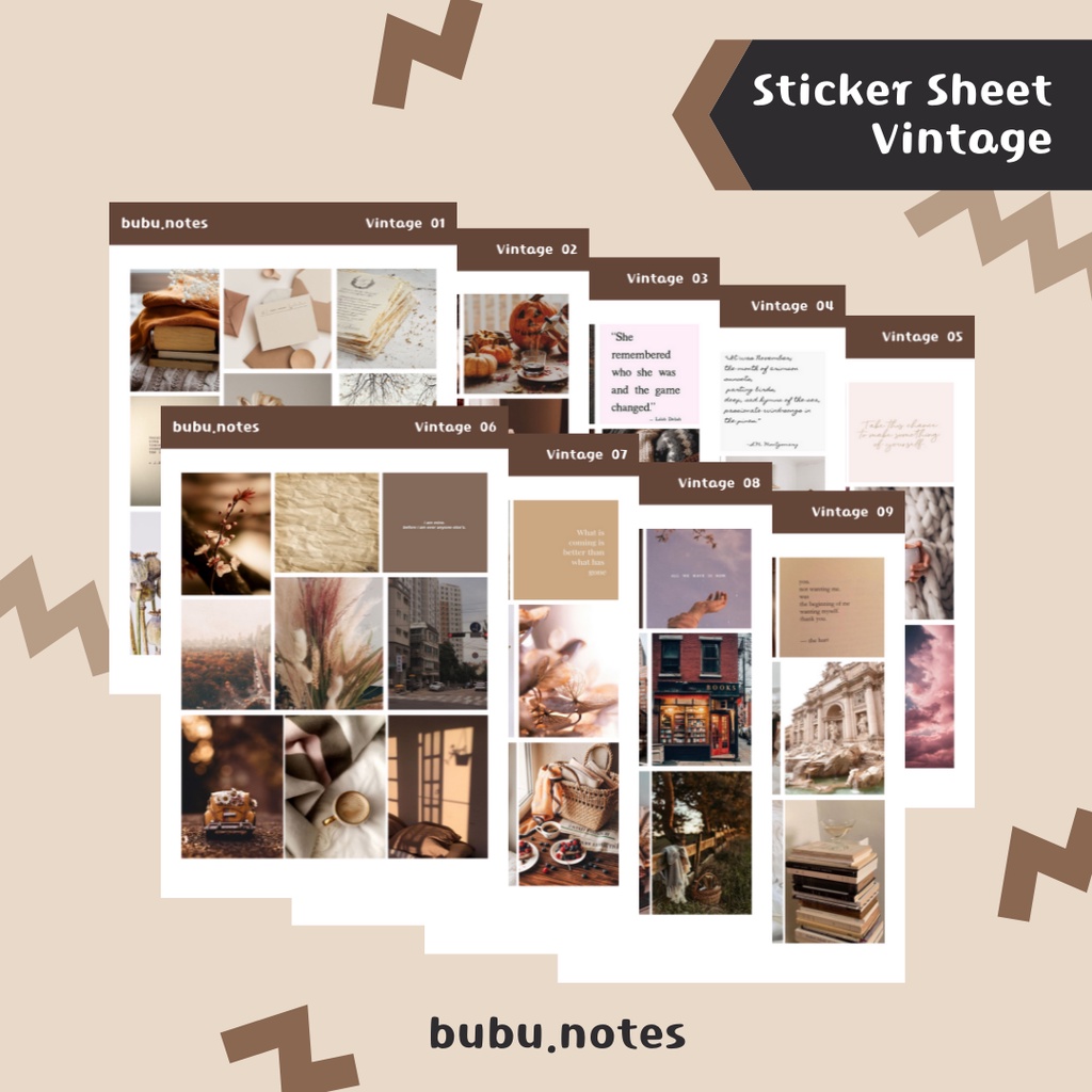 

Sticker Sheet Vintage Aesthetic Journal Planner