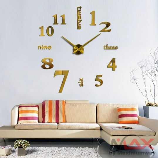 Jam Dinding Besar 130cm Minimalis Modern 3D rumah dan kantor DIY Dekorasi dinding raksasa dekorasi rumah DIY Giant Clock Quartz 80-130cm Warna Gold 3D Big Size Wall Clock Mirror Sticker Diy Living Room Decor Meetting Room Wall Clock Home Decor