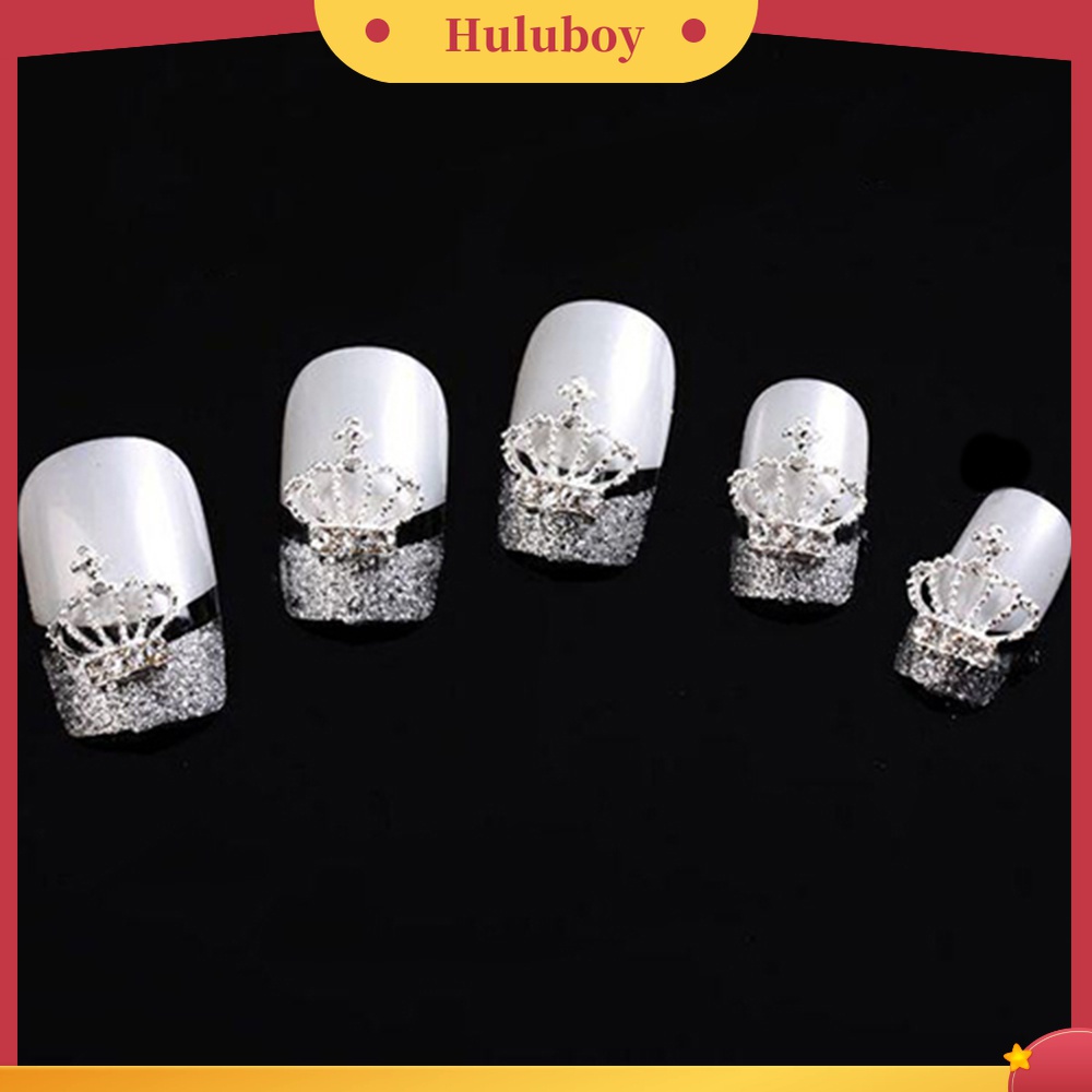 Huluboy Huluboy♡ Manik-manik Bentuk Mahkota 3D Bahan Alloy Untuk Dekorasi Nail Art