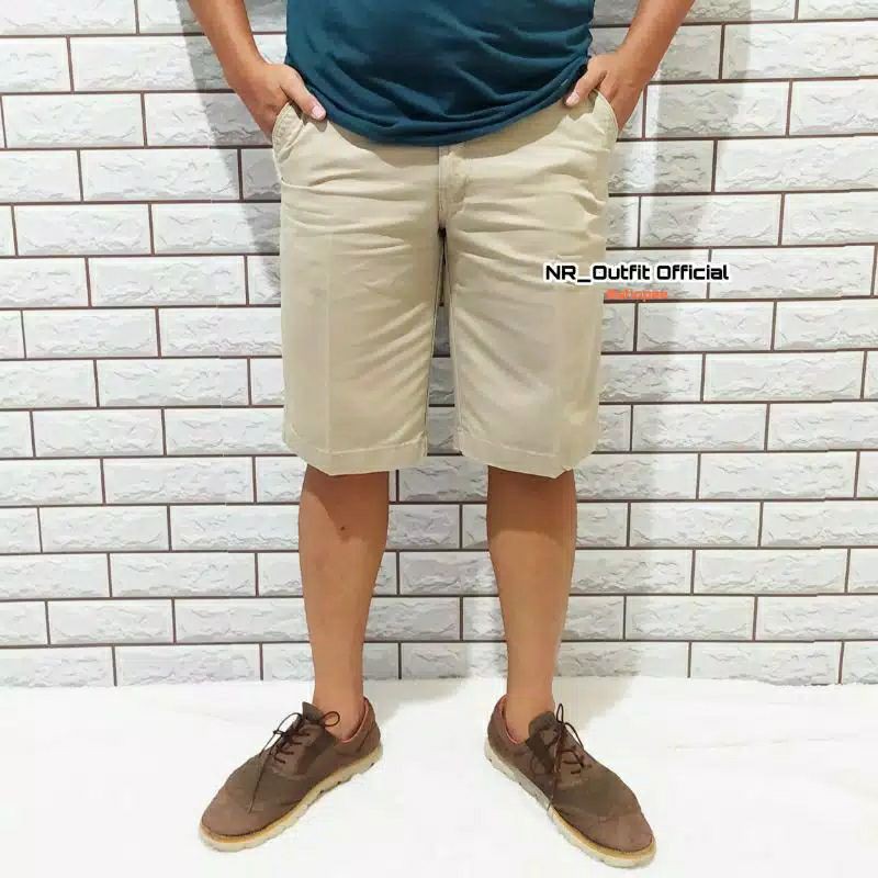 Celana Original Dicker Pendek Pria Chino Premium Bahan Cotton Twill Canvas Tebal Tidak Berbulu Size 28-38