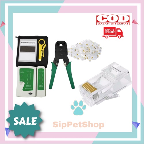 (COD) PAKET LENGKAP TANG KRIMPING CRIMPING 315 TOOL TANG POTONG , CONECTOR RJ45 CAT 5E , TESTER LAN RJ45