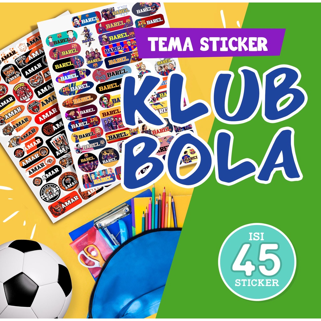 

Sticker nama klub bola 45 pcs ( PERSIJA , BARCELONA ) waterproof