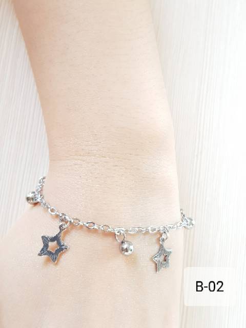 SET Gelang Tangan Kaki Motif Bintang Silver Titanium antikarat