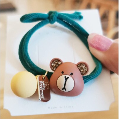 OVERFLOWS.ID Ikat Rambut Ala Korea Motif Beruang Bear Hairtie Ikat Rambut Motif Beruang-GREEN