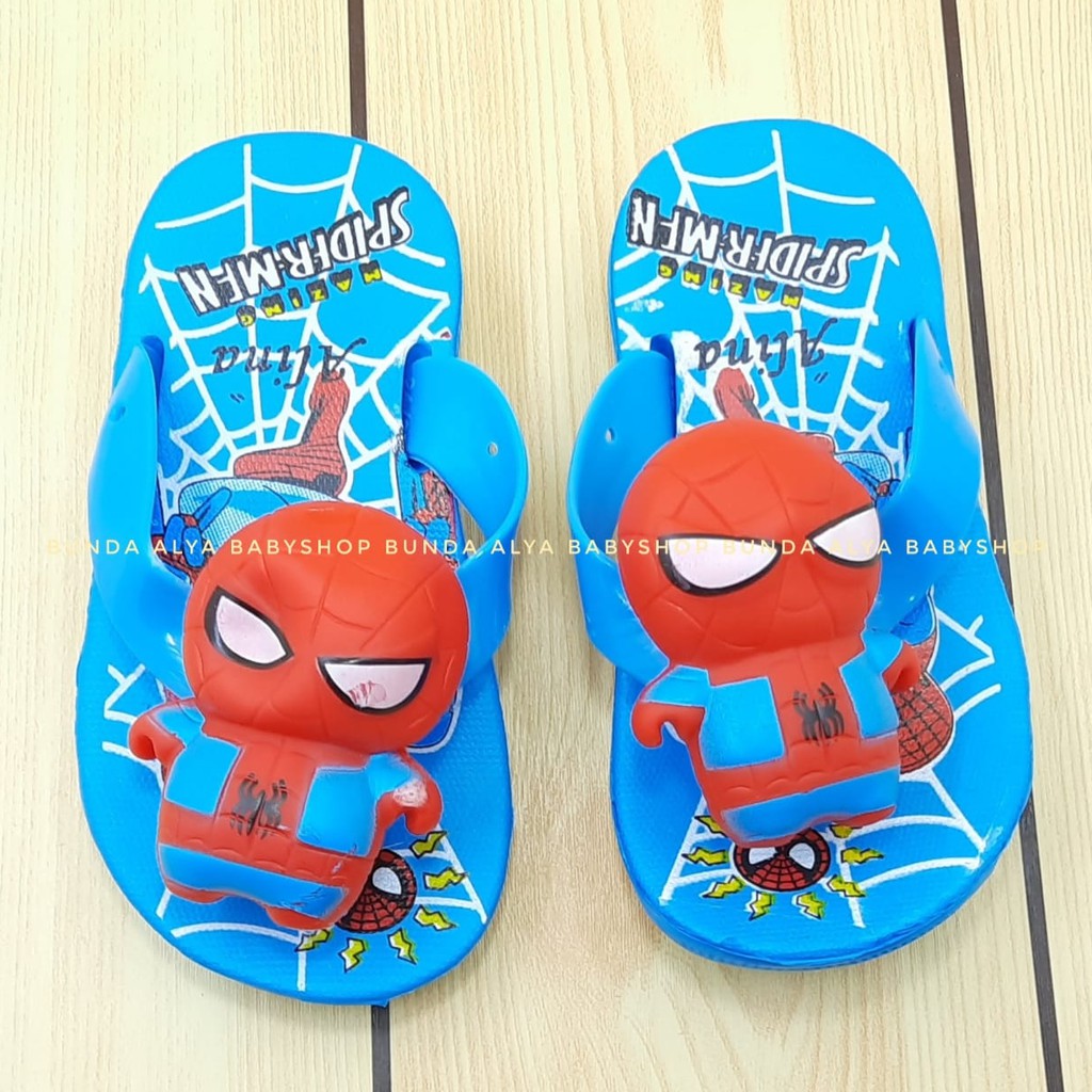 Sandal Anak Laki Jepit IMPORT Usia 1 2 3 Tahun Size 24 - 29 BIRU MUDA - Sendal Anak Cowok Superhero Karet Anti Licin