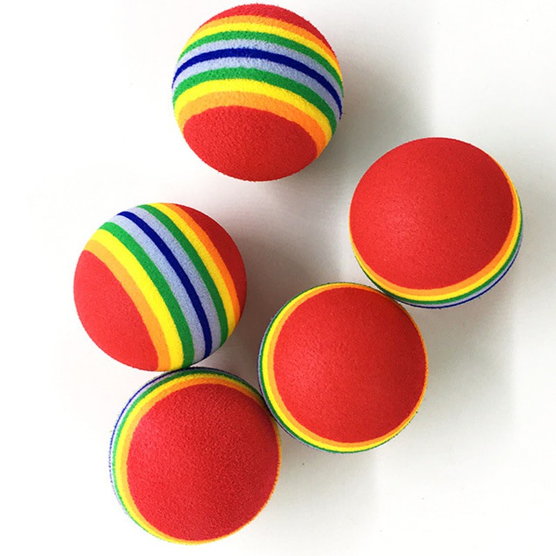 RAINBOW BALL - MAINAN BOLA KUCING KITTEN ANJING DOG TOYS CAT TOYS MAINAN KUCING BOLA KARET 3 CM