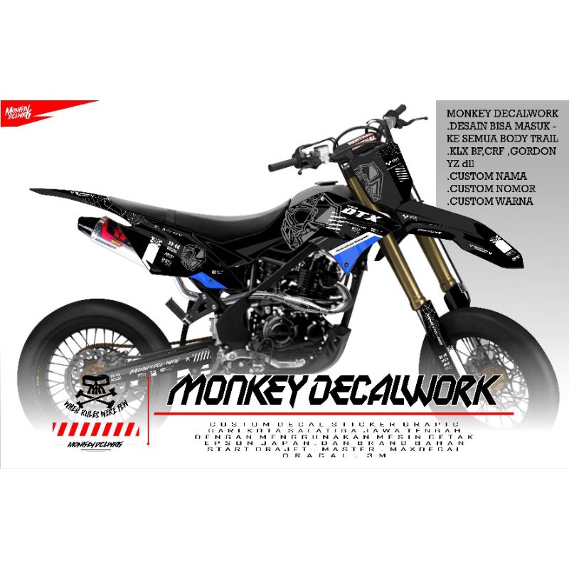DEKAL STICKER DECAL KLX D-TRACKER TOSKA PUTIH CUSTOM
