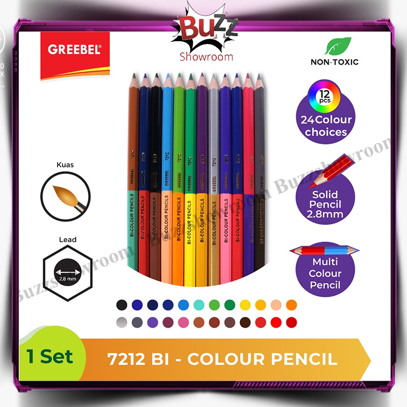 Pensil Warna Bi Colour Greebel 12 24 36 warna Classic Pencils Duo