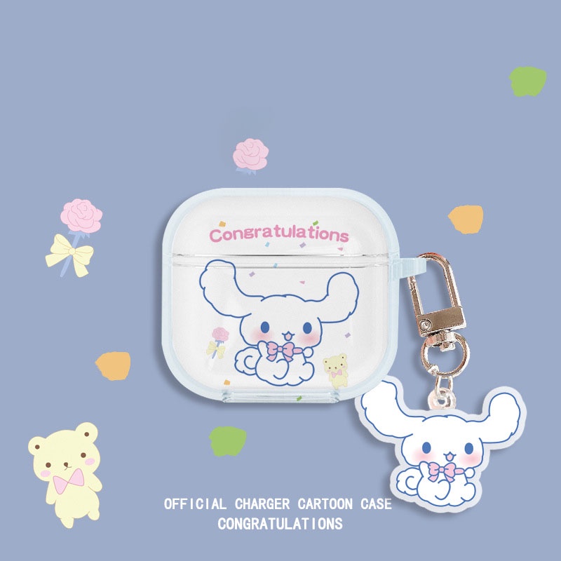 Casing Kartun Kompatibel Untuk Airpods Mini Pro4 TWS/Mini Pro5/Pro 4TWS Casing Bening Dengan Gantungan Kunci