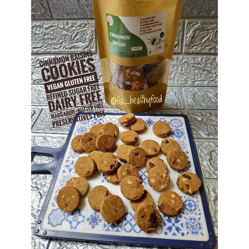 

KUE KERING GLUTEN FREE, CINNAMON RAISINS COOKIES VEGAN GLUTEN FREE