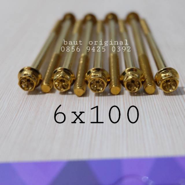 baut probolt flower gold 6x100 drat 10 panjang 10 cm original heng thailand