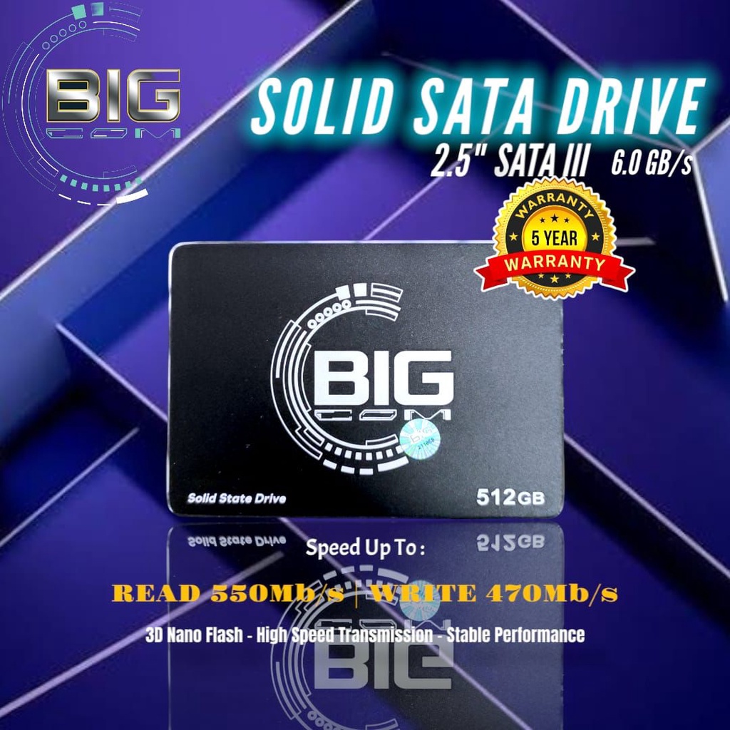 Promo Termurah Ssd 2.5 512Gb 256Gb 128Gb Sata III BIGCOM Garansi 5 Tahun