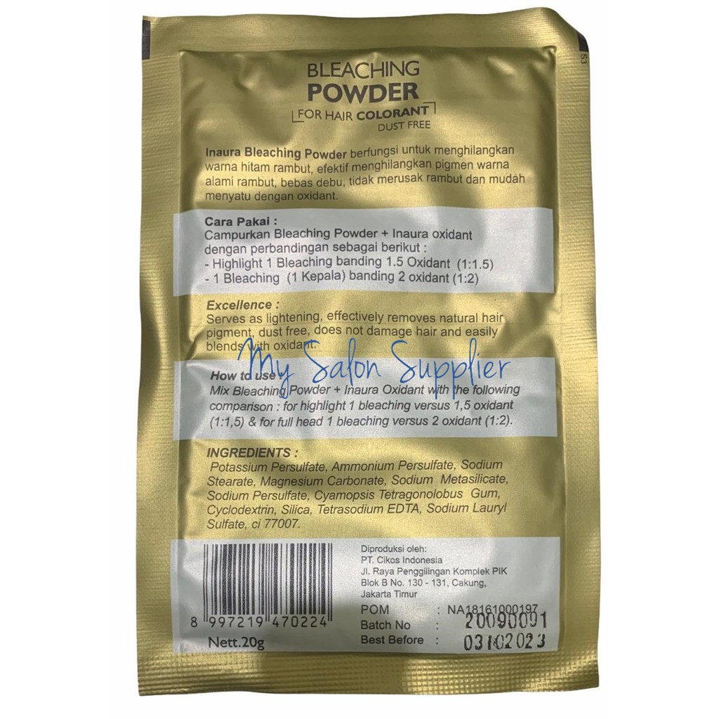 Inaura Bleaching Powder Rambut Dust Free Sachet 20g