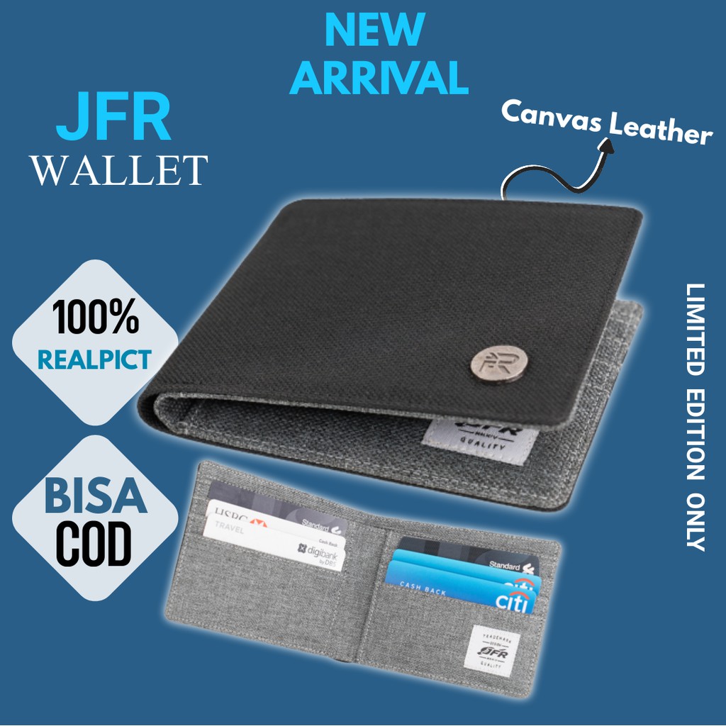 JFR Dompet Pria Kulit Kanvas Wallet Pria Kulit Kanvas Dompet Cowok Laki Laki Keren JP36