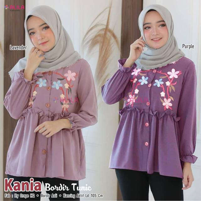 Kania Bordir Tunik Original Alila Atasan Material Ity Crepe Premium