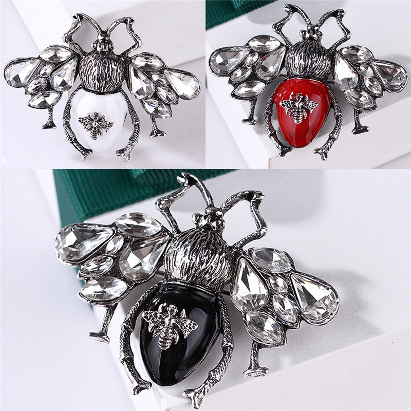 &lt; E2id &amp; &gt; Bros Pin Enamel Desain Lebah Hias Kristal Berlian Imitasi Untuk Wanita