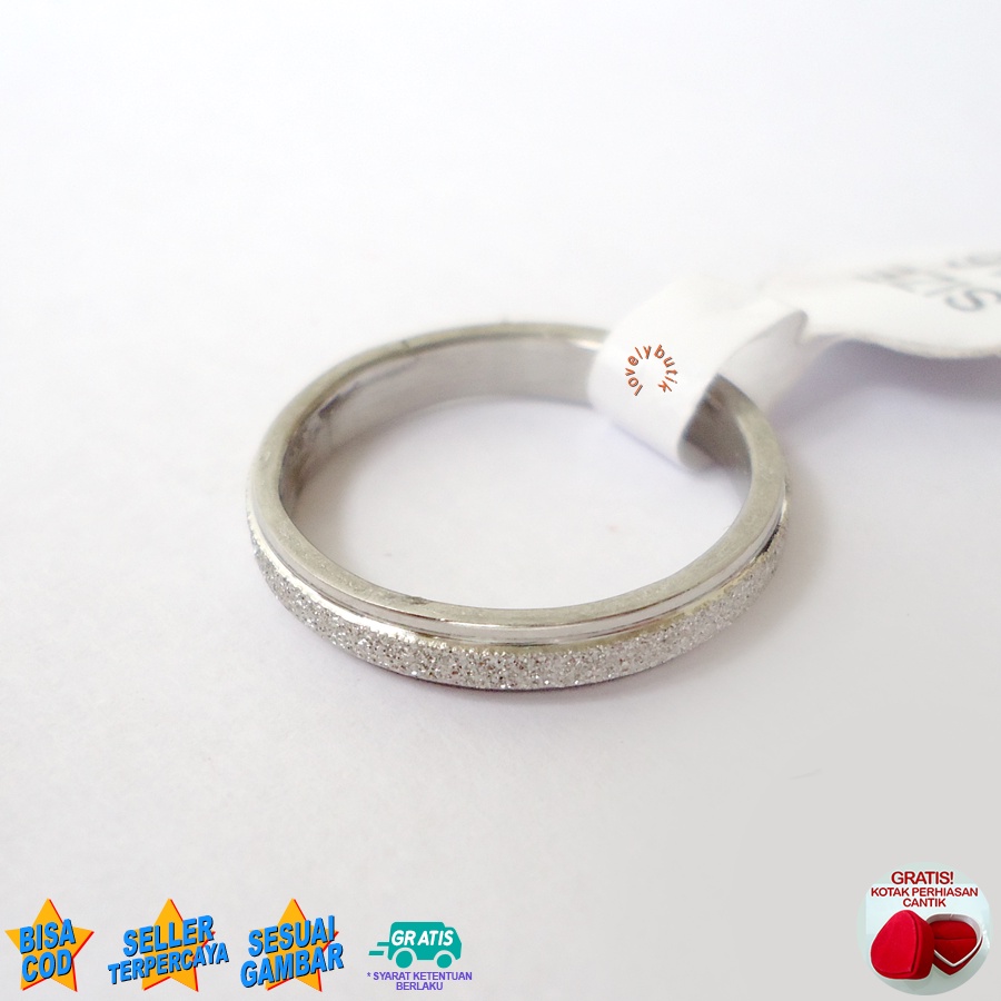 Lovelybutik - Cincin Pasir Titanium Wanita Pria Anti karat Asli P3oni Cincin Model Terbaru Model  Pasir Tipis Bonus Tempat Perhiasan