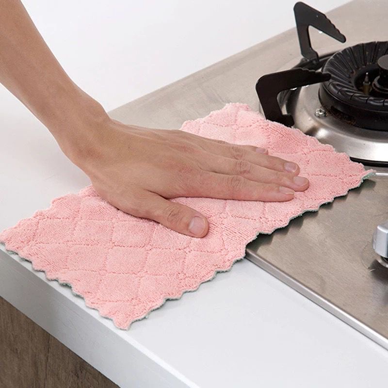 Jikialiang - KAIN LAP MICROFIBER CUCI PIRING ANTI MINYAK DAPUR DAN SERBAGUNA 14x24cm