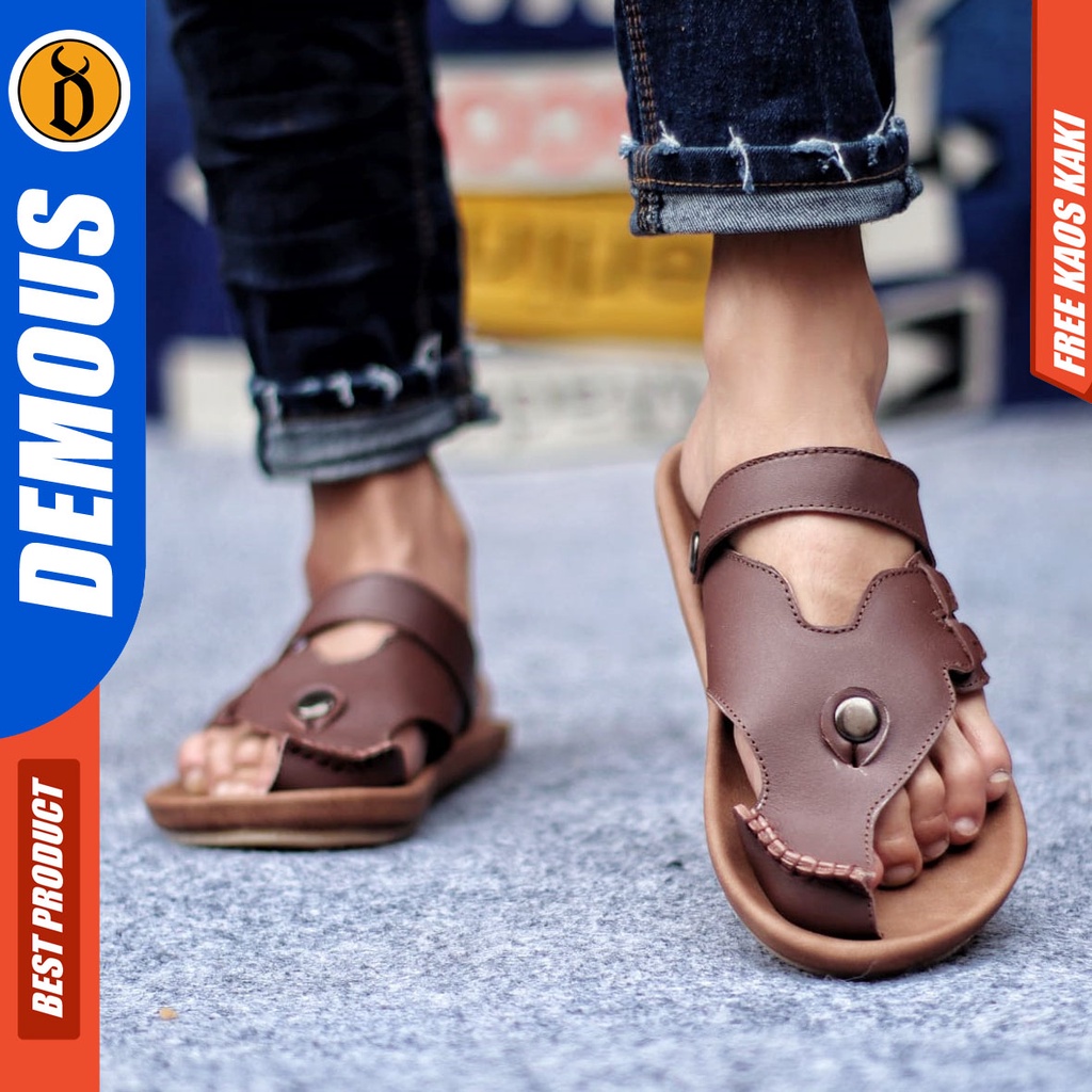 DEMOUS LUCKY Sandal Jepit Kulit Asli