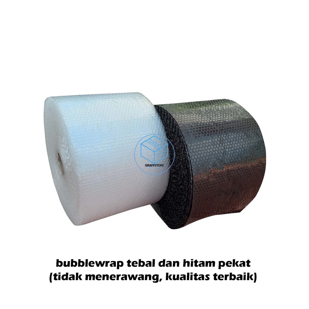 

HJK bubble wrap 50 m x 30 cm hitam bening / bubblewrap plastik bubble tebal murah babelwrap