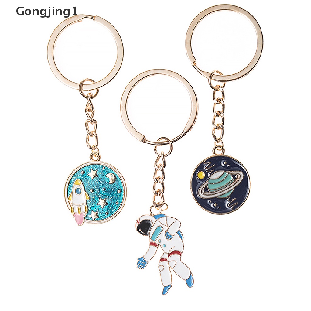 Gongjing1 Escape from the earth! Gantungan Kunci Enamel Bentuk Planet Astronot