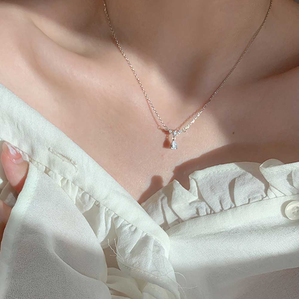 Kalung Liontin Kristal Zircon Warna Silver Gaya Boho Untuk Wanita