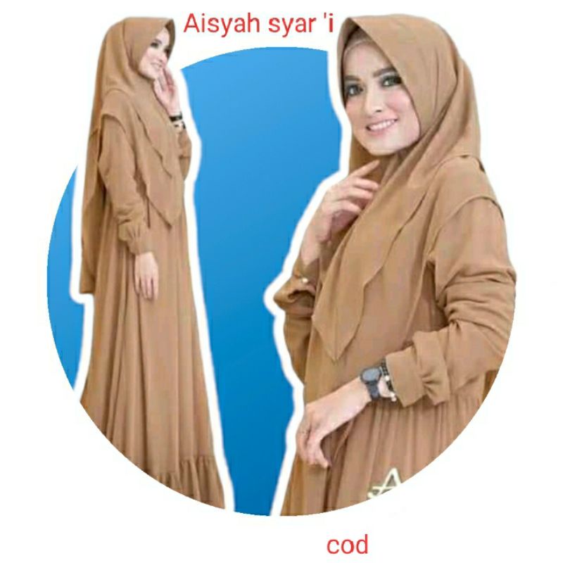 Ufaira olshop Aisyah syar i Set Gamis Pree Kerudung