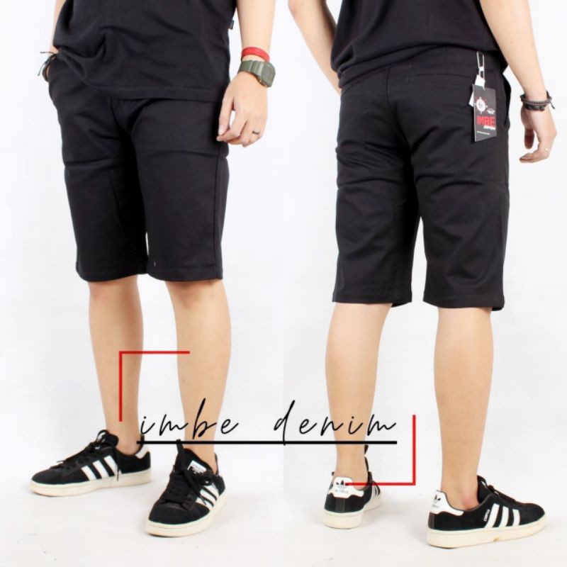 IMBE DENIM Celana chino pendek pria celana pria chino pendek warna black naomi seri art CPMD021