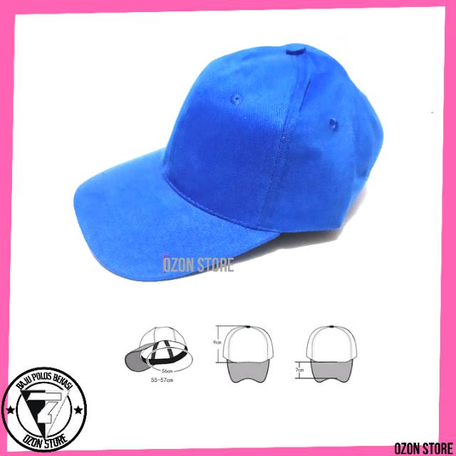 Topi Baseball Distro Caps Polos Pengait Besi Bahan Rapel Premium - Biru Benhur