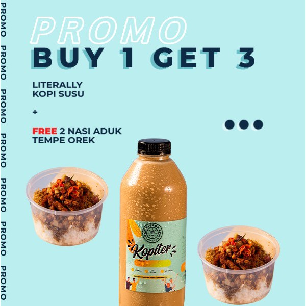 

BUY 1 GET 3: Kopiter Kopi Susu (1 Liter) FREE Nasi Aduk Tempe Orek 2 pcs