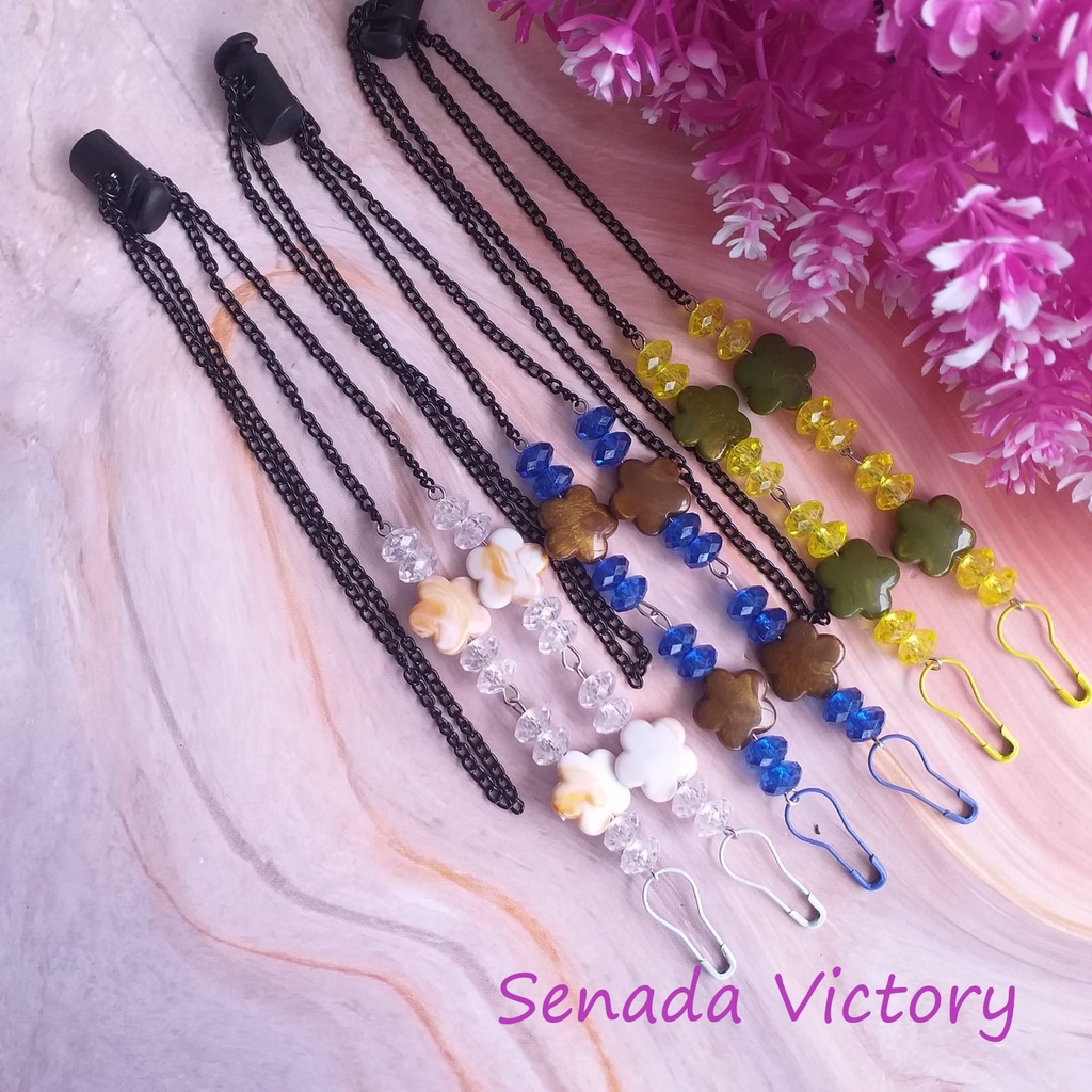 Senada Victory Kalung Masker Bunga Kristal 2 in 1 Konentor Hijab SKM03