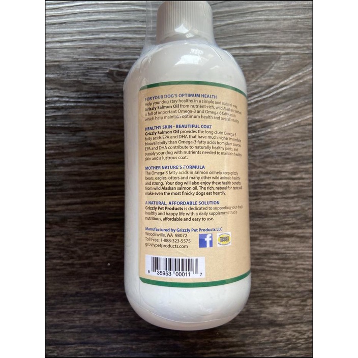 GRIZZLY - SALMON OIL - DOG SUPPLEMENT - 8 OZ / 237 ML