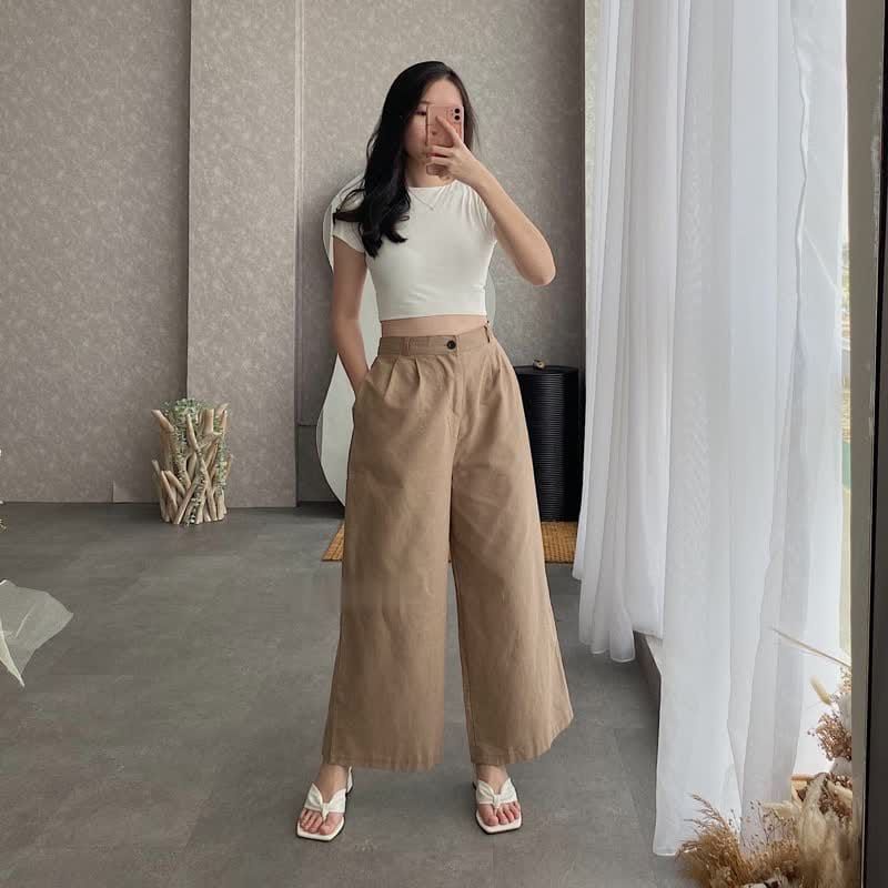 Kulot Linen Highwaist Cullote Pants | Celana Kulot Wanita Celana Kulot Linen Highwaist SEOUL Kulot L