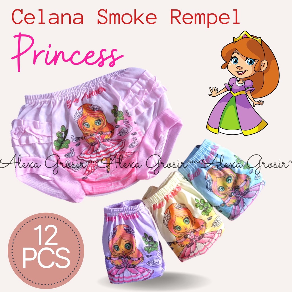 GROSIR 12 PCS Celana Smoke Pop Rempel Princess 2-3 Tahun / Celana Pop Anak Murah