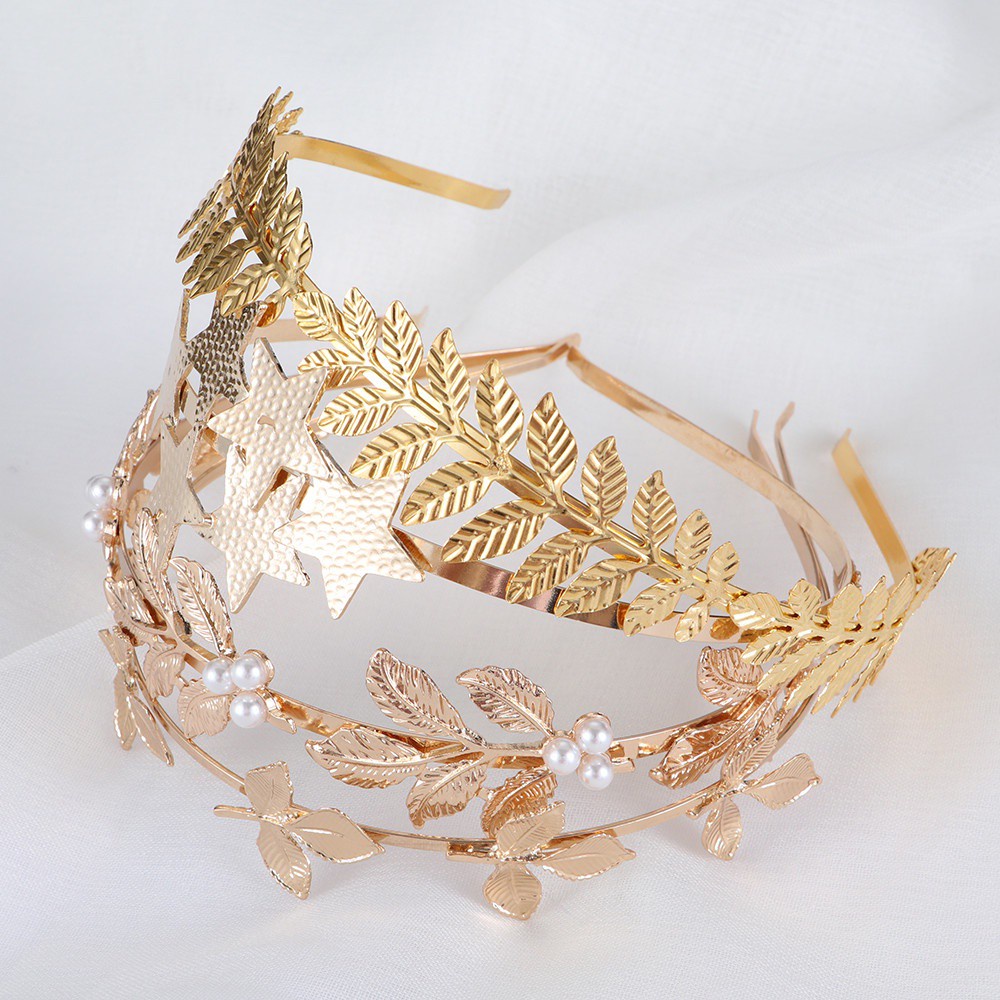 Golden Leaves Tiara Crown Headwear Hair Bands