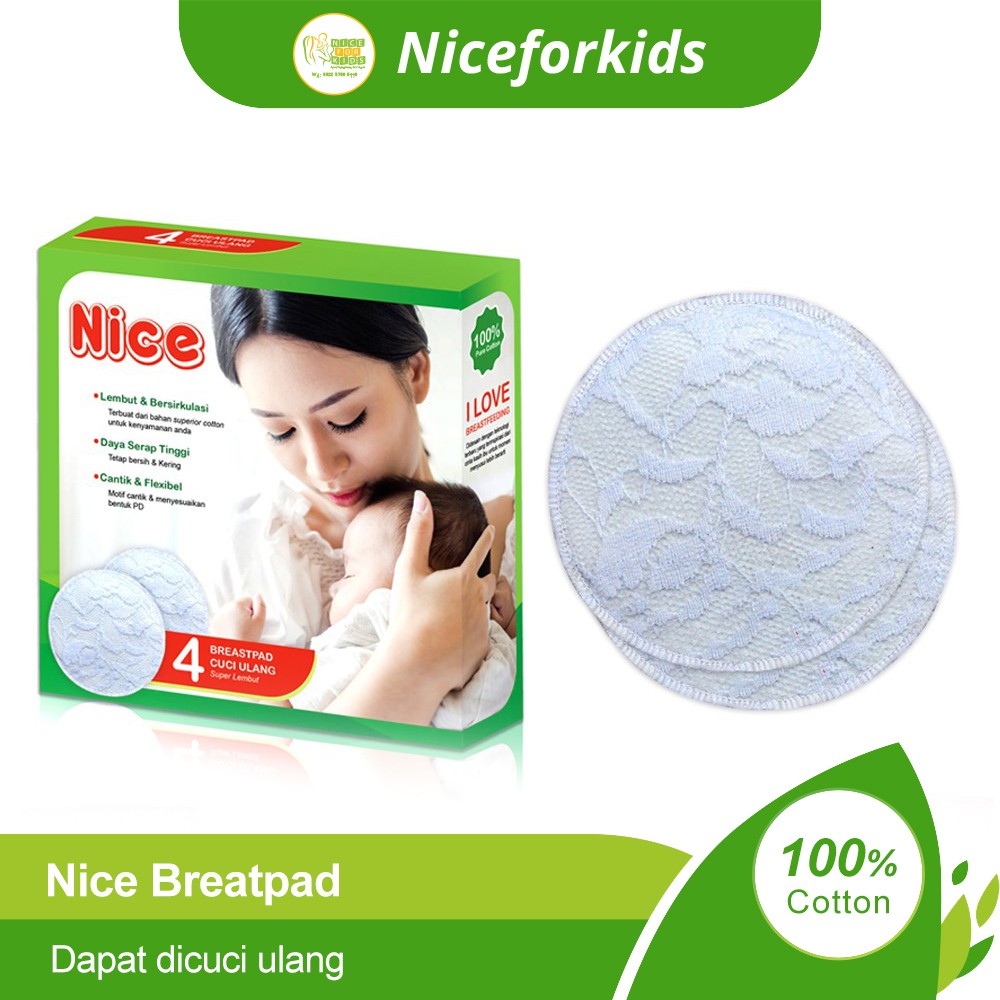 Nice Baby Breastpad Washable Penyerap Asi Cuci Ulang Isi 4 pcs / Breastpad Cuci Ulang