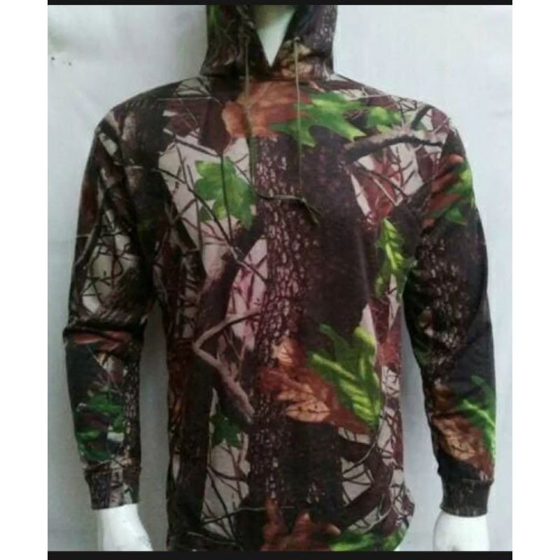 KAOS HOODIE LORENG CAMO PERBAKIN.stelan baju pemburu.