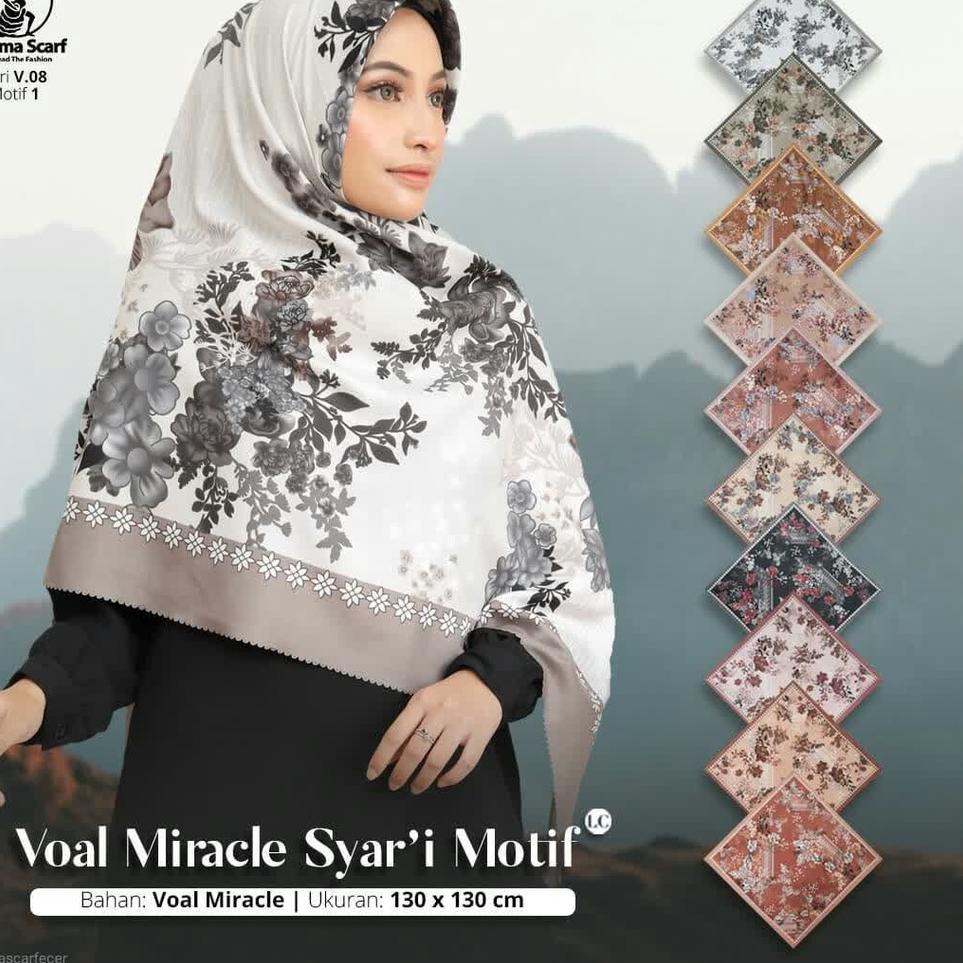 TERLARIS BRANDS FESTIVAL jilbab segi empat jumbo motif ukuran 130x130 umamascarf bahan voal terbaru 