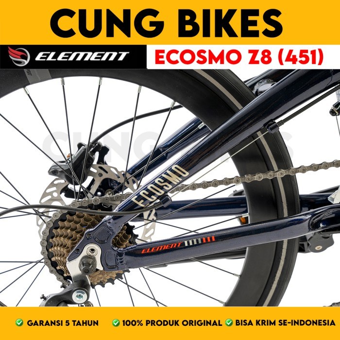 Sepeda lipat 20 Inch Element Ecosmo Z8 451 Frame Alloy 2 x 8 Speed garansi resmi 5 Tahun