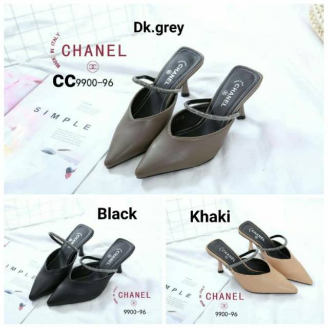 SEPATU WANITA HIGHHEELS CHANEL SLINGBACKS PUMPS SHOES CC9900-96