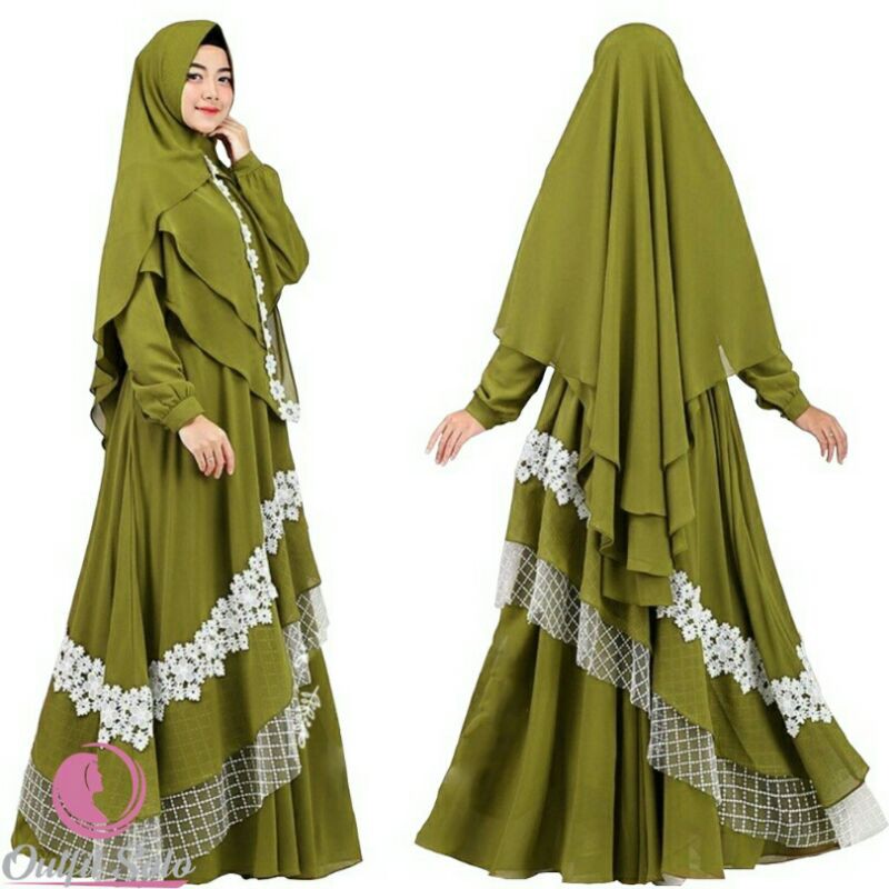(GARANSI TERMURAH Gamis) GAMIS GAVA PUTRI/Gamis  set+ hijab