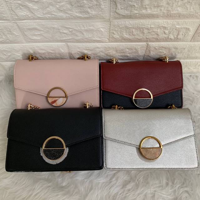 CHARLES AND KEITH ROUND PLAQUE DETAIL MINI SHOULDER BAG / TAS WANITA