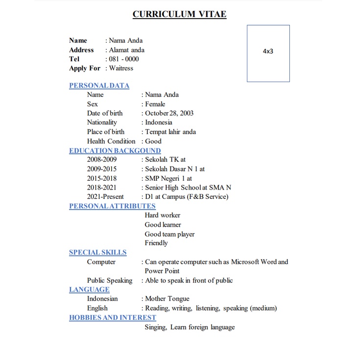 Jasa Ketik : Laporan Prakerin, CV/Application letter, dll