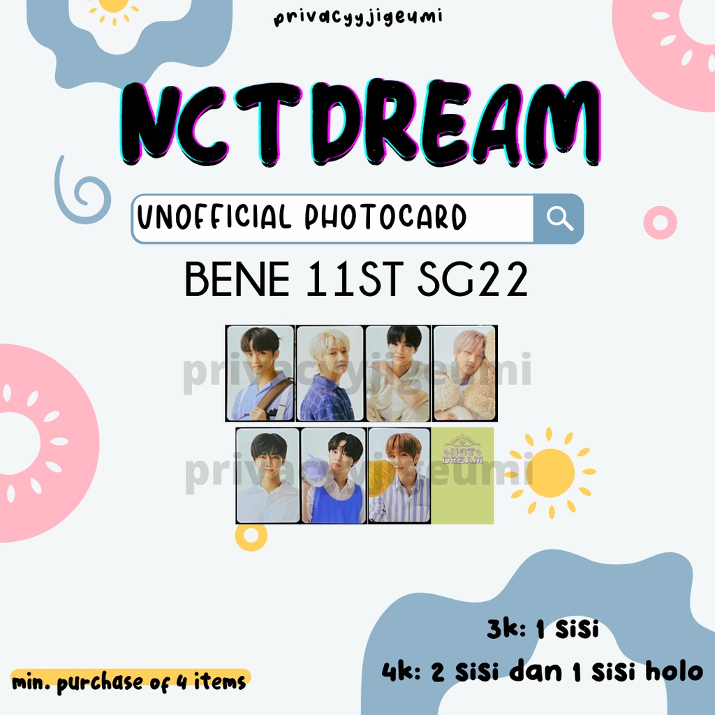 PHOTOCARD PC UNOFFICIAL NCT DREAM BENE 11ST SEASON'S GREETING 2022 SG22