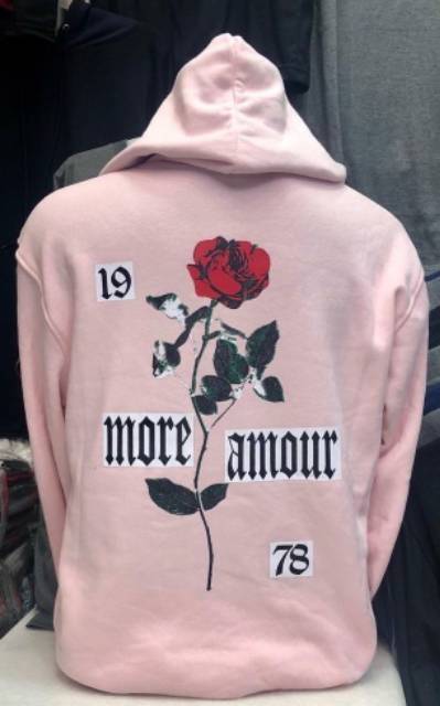 amour pink hoodie with rose