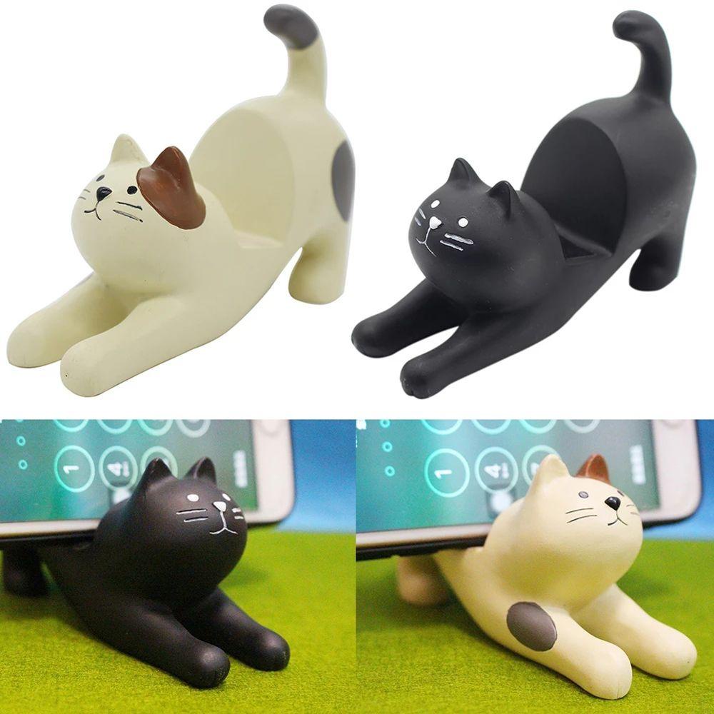 QUINTON Holder Telepon Lucu Hias 3D Mini Desktop Stand Handphone Lazy Bracket Bentuk Kucing